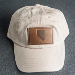 Nevada Unstrukturierter Hut | Lederpatch Unstrukturierte Style Hüte für Männer und Frauen | Bundesstaat Nevada Bekleidung | Papa Hut | Geschenk zum Vatertag