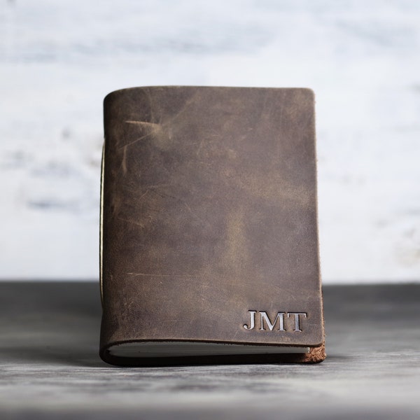 i com books name Personalized Leather Pocket Journal | Small Travel Notebook | Mini Sketchbook | 3" x 5" | Fits in pocket, bag, or purse | Valentine's Gift