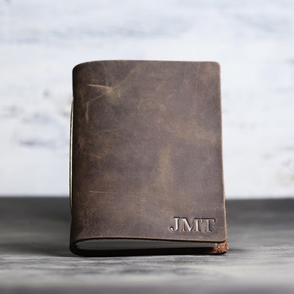 Personalized Leather Pocket Journal | Small Travel Notebook | Mini Sketchbook | 3" x 5" | Mother's Day Gift