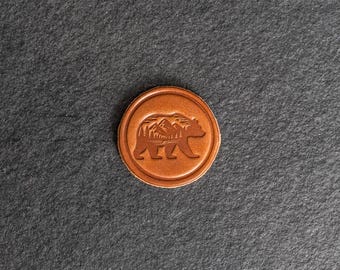 Bear Stamp Leather Magnet