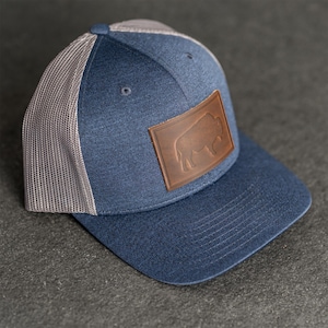 American Bison Performance Hat | Leather Patch Performance Style Trucker Hats |  Perfect Outdoor Accessory | Buffalo Hat | Custom Gift