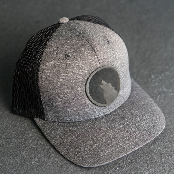 Howling Wolf Silhouette Performance Hat Leather Patch Performance