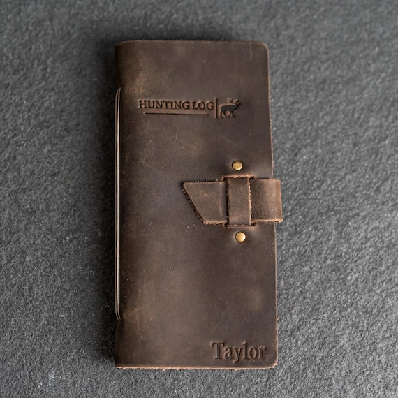 Leather Hunting Log Book with Buckle Closure | Custom Hunting Journal | Father's Day Gift | 4" x 8" | Gift for Hunter