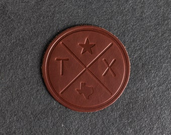 Texas Compass Leather Coasters | Sold Individually or Set of 4 | 100% Full Grain Leather | Mother's Day Gift