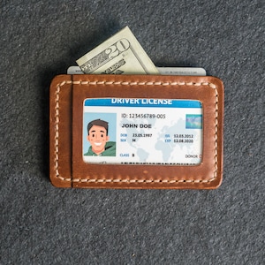 Cartera de identificación de cuero personalizada, cartera pequeña, cartera para hombre, cartera para mujer / Regalo para él o ella / Regalo personalizado / Regalo para el Día del Padre
