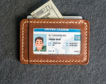 Personalized Leather ID Wallet, Small Wallet, Men's Wallet, Women's Wallet | Gift for Him or Her | Mother's Day Gift