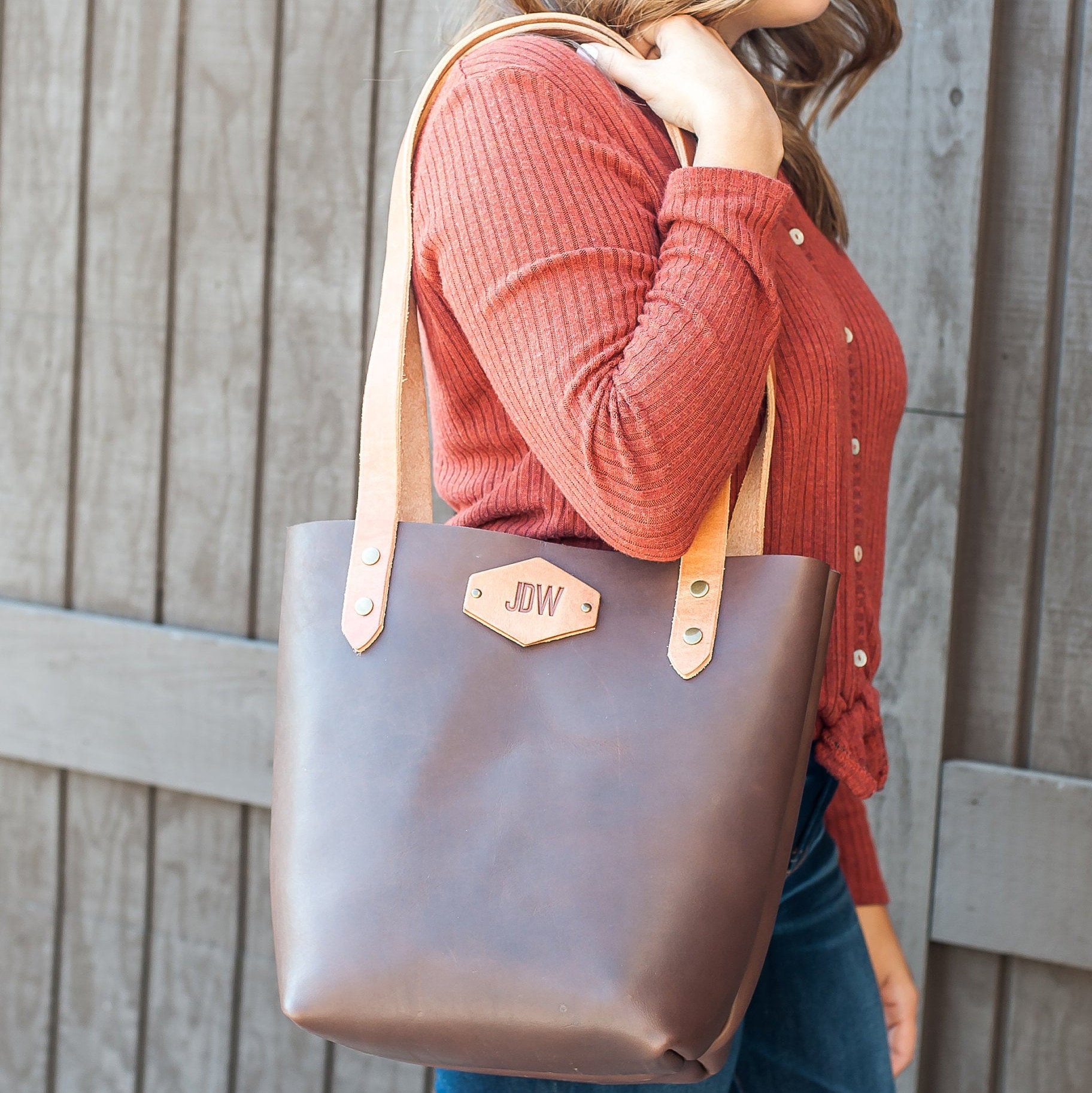 personalized leather totes