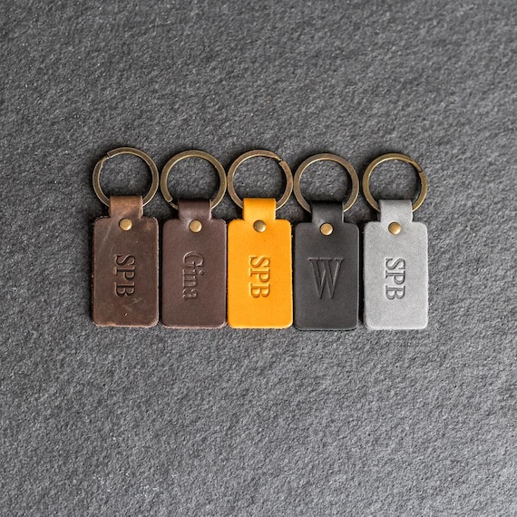 Keychain - Rectangle - PERSONALIZED - Leather Keychain - Rectangle - PERSONALIZED - Leather