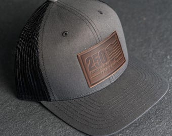 America’s 250th Anniversary Leather Patch Trucker Hat - Limited Edition | High Quality Outdoor Gear | Father's Day Gift
