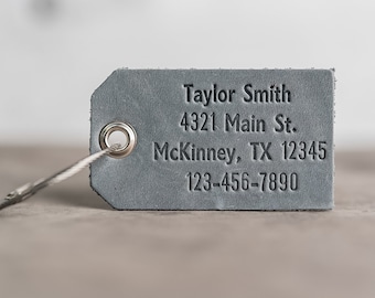 Personalized Leather Luggage Tags | Custom Bag Tag for Him and Her | Initials, Name, Address, Phone | Gift Ideas