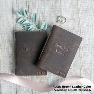 Personalized Leather Wedding Vow Book | Customize First Name above Vows and Date in the corner | Wedding Ceremony Keepsake|