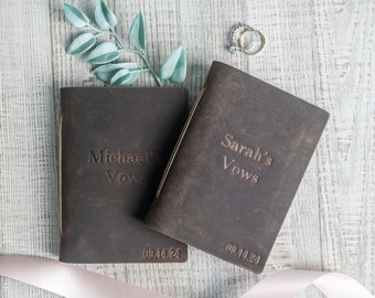 Personalized Leather Wedding Vow Book | Customize with First Name above Vows and Date in the corner | Wedding Ceremony Keepsake