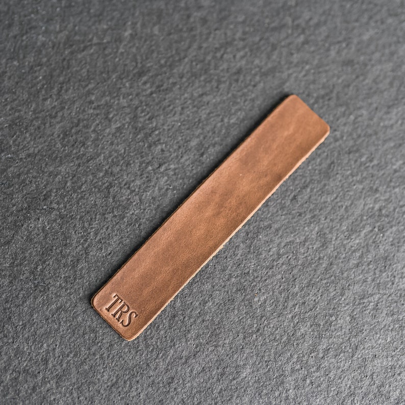 Personalized Leather Bookmark Customize w/ Initials, Name, or a Short Phrase Book lover Gift Mother's Day Gift Kids Librarian Teacher Cafe Chromexcel