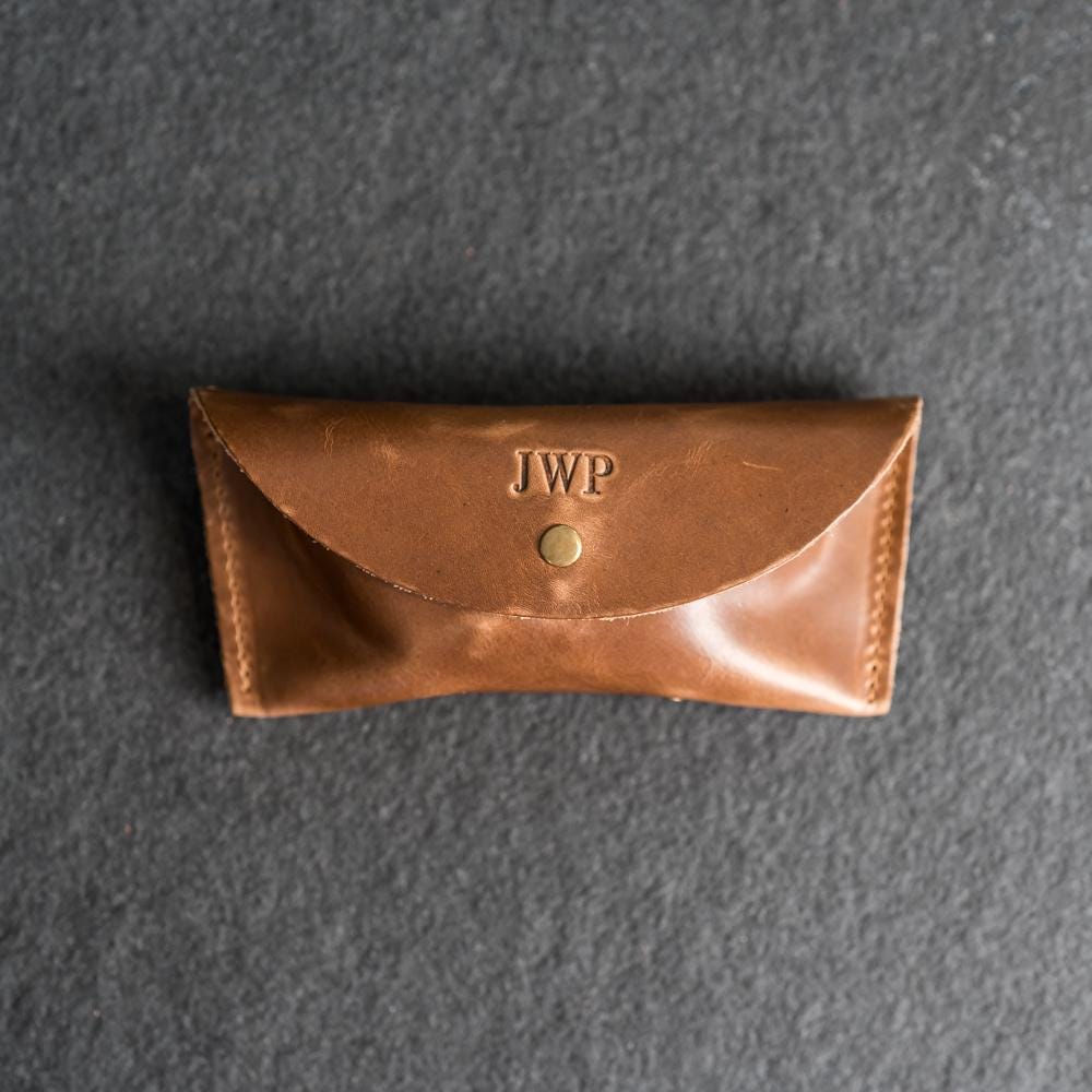 Personalized Leather Sunglasses Case | Glasses Holder With Snap