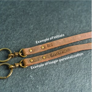 Personalized Leather Lanyard Badge Holder Id Keychain Necklace with Swivel Clip Mother's Day Gift Short or Long image 10