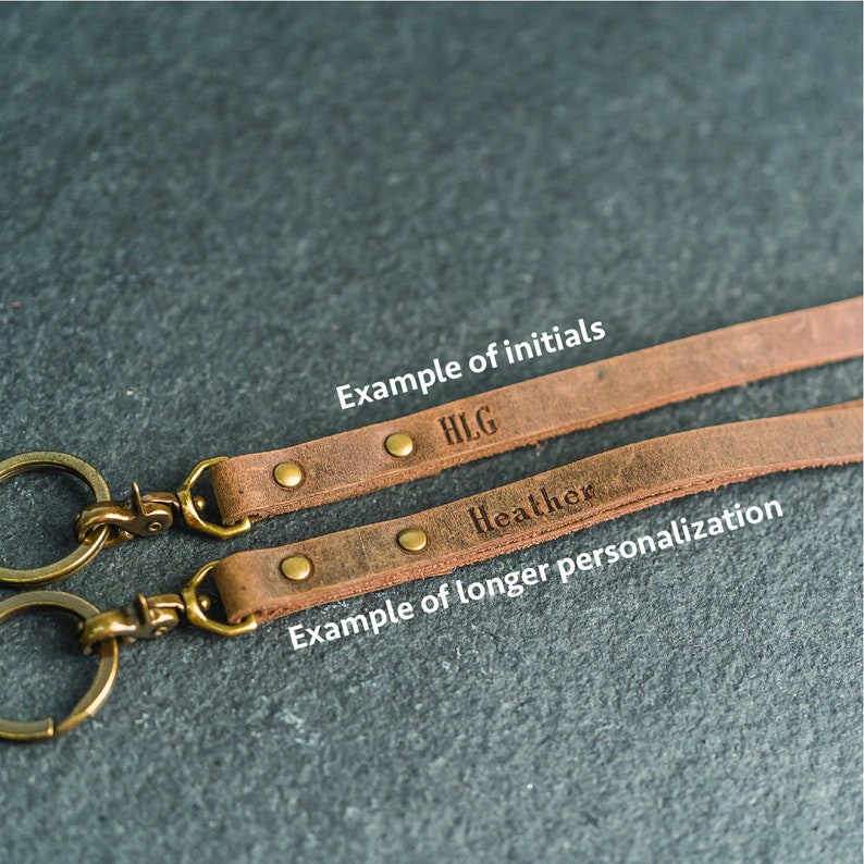 Personalized Leather Lanyard Badge Holder Id Keychain Necklace with Swivel Clip Mother's Day Gift Short or Long image 10