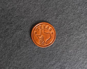 Texas Bluebonnet Stamp Leather Magnet