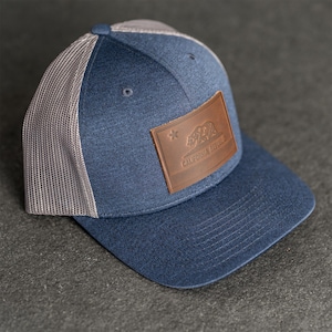 California Flag Performance Hat | Leather Patch Performance Style Trucker Hat for Him/Her | California Apparel | Snapback| Custom Gift