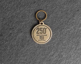 America's 250th Anniversary Leather Circle Keychain - Thick Leather