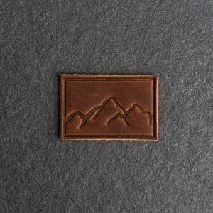 Mountains Leather Patch Velcro Option 3 x 2 Rectangle Mountain Range Hiking Patch for Backpacks, Jackets, and more Mother's Day image 2