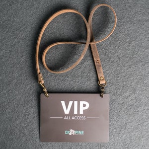 Leather Event Lanyard | Add Initials, Name, and/or Logo | Corporate Badge Holder w/2 Swivel Clips|Private VIP Party Convention Bulk Discount