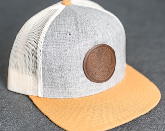 America’s 250th Anniversary Eagle Circle Leather Patch Hat – Flat Bill Trucker Hat – Limited Edition | Father's Day Gift | Outdoor Hiking
