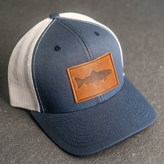Fish Stamp Leather Patch Trucker Style 