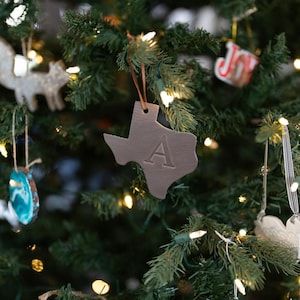 Personalized Leather Christmas Ornament - Texas Shape | Stocking Tags | 2024 Texas Christmas Decorations | Teacher Gifts | Family Name