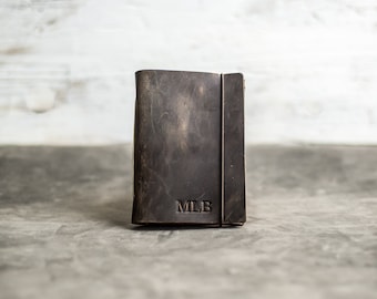 Personalized Leather Pocket Journal with Professional Elastic Closure | Travel Journal | Mother's Day Gift | Customized with Text