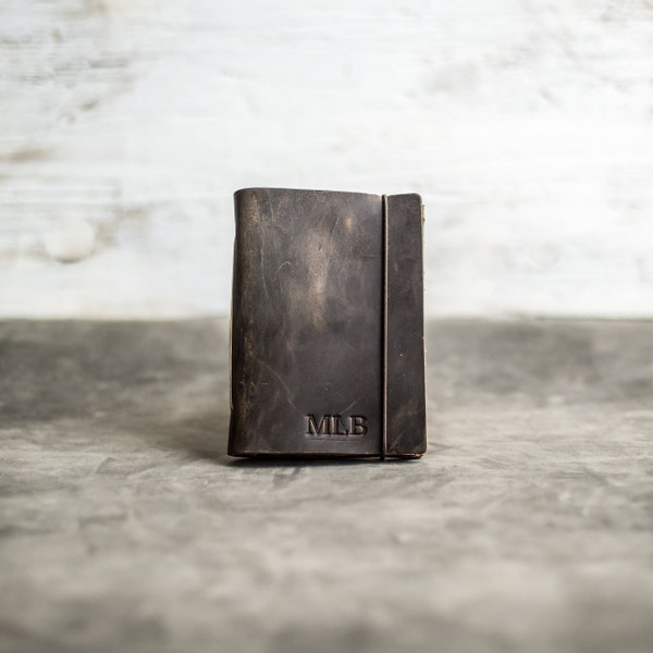 Personalized Leather Pocket Journal with Professional Elastic Closure | Travel Journal | Mother's Day Gift | Customized with Text