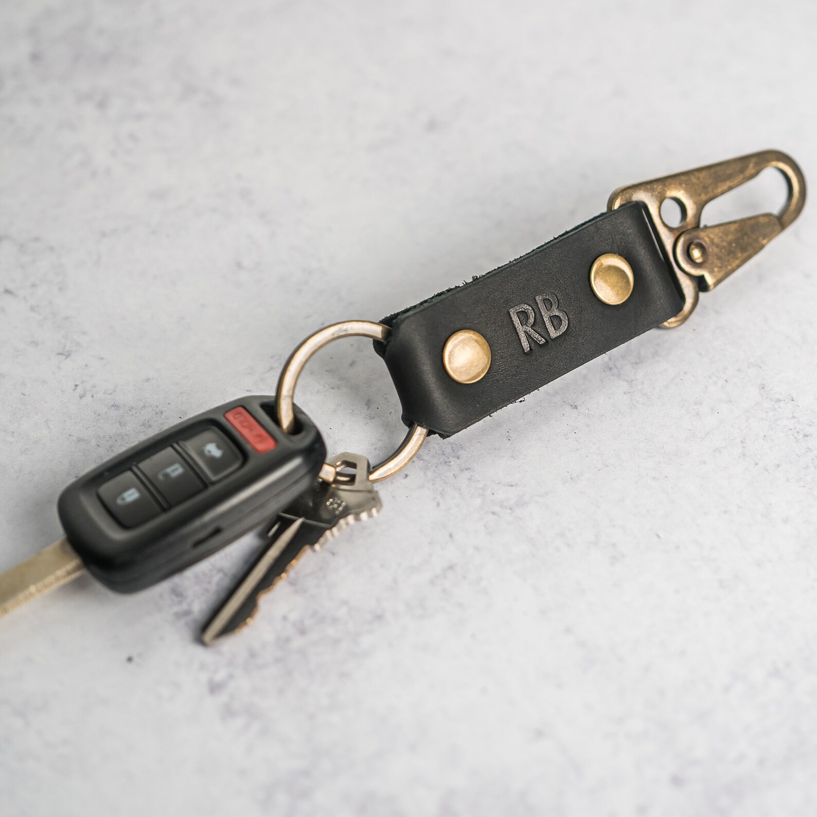 Personalized Leather Keychain Push Clip Keyring Key Fob - Etsy