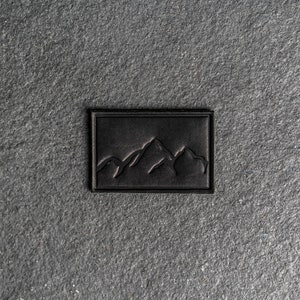 Mountains Leather Patch Velcro Option 3 x 2 Rectangle Mountain Range Hiking Patch for Backpacks, Jackets, and more Mother's Day Black