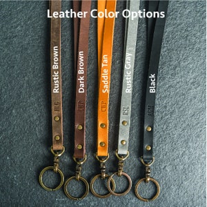 Personalized Leather Lanyard Badge Holder Id Keychain Necklace with Swivel Clip Mother's Day Gift Short or Long image 5