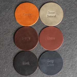 Personalized Leather Coasters | Set of 4 | Name or Initials | 100% Full Grain Leather | Custom Gift image 2