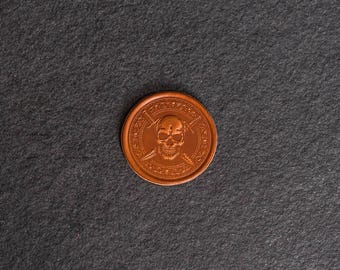 Skull Design Leather Challenge Coin or Token