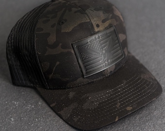 America’s 250th Anniversary Eagle Black Multicam Leather Patch Hat | Father's Day Gift