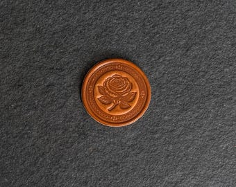Rose Design Leather Challenge Coin or Token