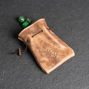 Personalized Dice Bags | Leather Dice Holder with D&D | Celtic Stamp Design Options | Role Playing Game | Personalized Gift | Back to School