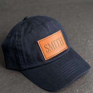 Personalized Unstructured Hat | Leather Patch Unstructured Style Hats for Him and Her | Personalized with Text | Gift Ideas