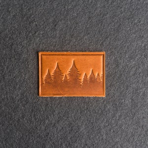 Pine Tree Leather Patch Velcro Option 3 x 2 Rectangle Tree Ridgeline Hiking Patch for Backpacks Mother's Day Gift image 2