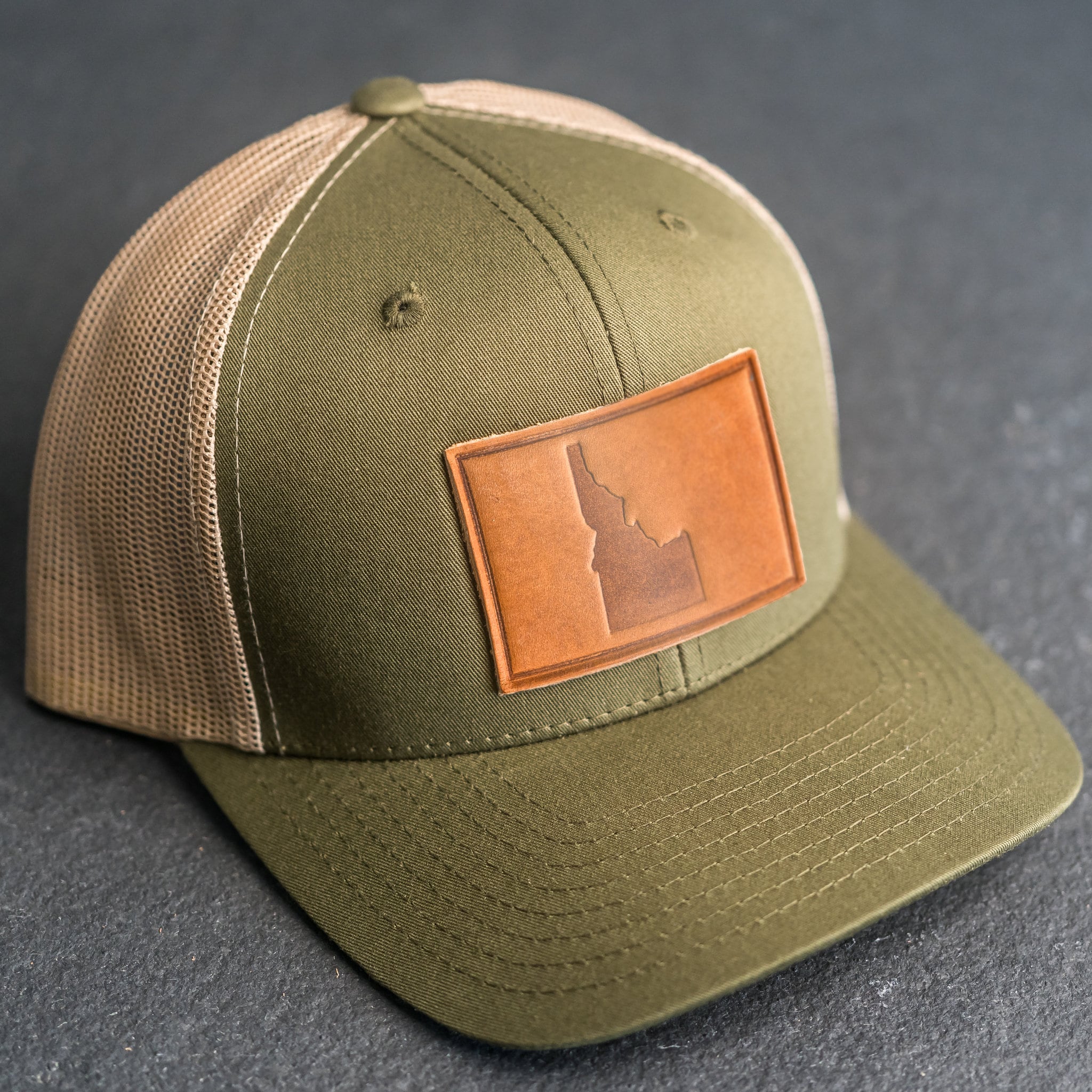 Idaho Hat | Leather Patch Trucker Style Hats | State of Idaho Hat | Christmas Gift | Group Trip | Travel Gift