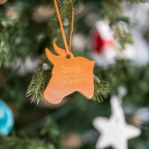 Personalized Leather Christmas Ornament - Ox Shape | Stocking Tags | Personalized Gifts | Christmas Decorations | Christmas Gift