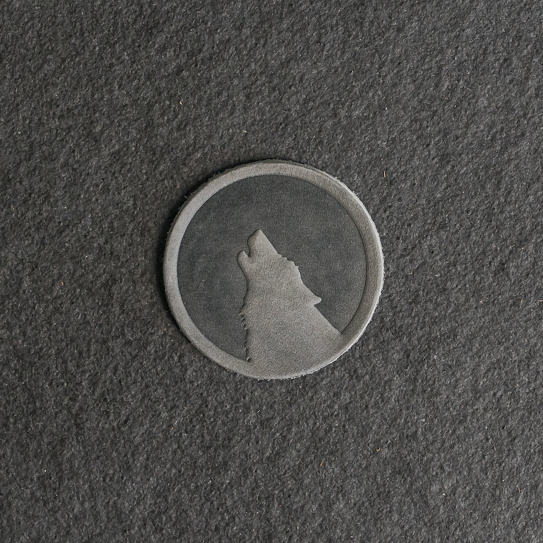 Wolf Leather Patch Velcro Option 2.25 X 2.25 Circle Howling Wolf