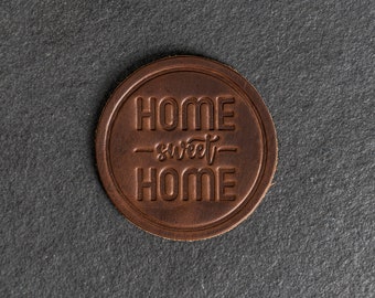 Home Sweet Home Leather Coasters | Sold Individually or Set of 4 | 100% Full Grain Leather | Mother's Day Gift