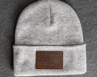 America’s 250th Anniversary Leather Patch Beanie | Father's Day Gift