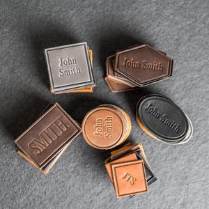 Parche de cuero personalizado / Personalizado con logotipo, iniciales de texto / Rectángulo, círculo, diamante, hexágono, óvalo / Regalo personalizado / Regalo para el Día del Padre