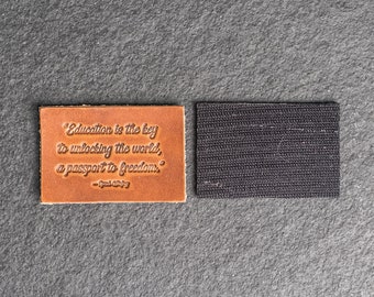 Leather Patch with Velcro Back | Education is the key quote | Back to School | College Student Backpack | Graduation Gift