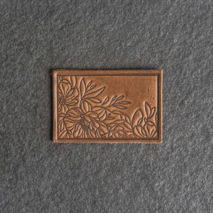 Floral Leather Patch Velcro Option 3 x 2 Rectangle Flower Design Patch for backpacks, and more Mother's Day Gift image 2