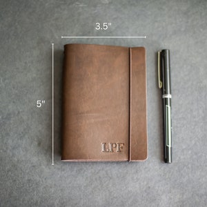 REFILLABLE Personalized Leather Pocket Journal with Elastic Closure Professional Small Notebook Mother's Day Gift image 7