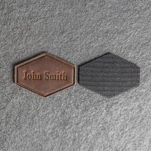 Hook Side Fastener Personalized Leather Patch | Custom w Logo, Text, Initials | Blank Leather Patches | Personalized Gift | Back to School